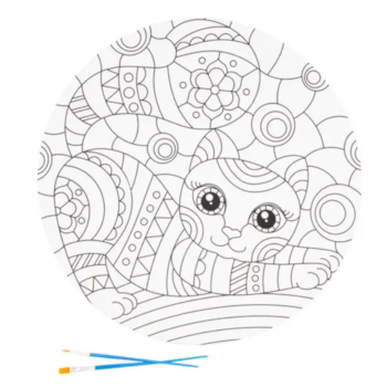 Malířské plátno kulaté papírové Kočka 39x39