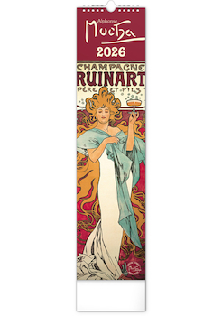 Nástěnný kalendář Alfons Mucha 12×48cm