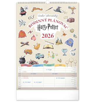 Nástěnný kalendář Rodinný plánovací Harry Potter 2026 33 x 46 cm