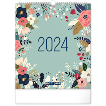 Nástěnný plánovací kalendář Květy 2024 30×34cm