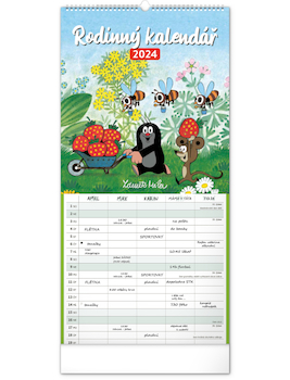 Nástěnný rodinný plánovací kalendář Krteček 2024 21 × 42 cm