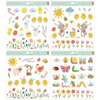 Okenní fólie mix se sluníčkem a kuřátky, 30x33,5 cm