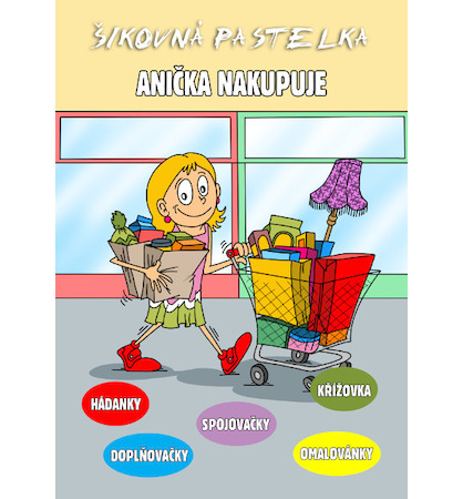 Omalovánky, křížovky, spojovačky Anička nakupuje