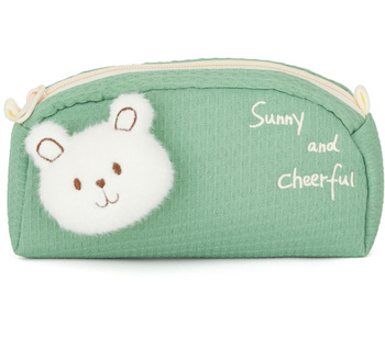 Penál pouzdro etue dětská plyšová Medvěd zelený