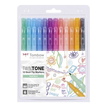 Popisovač oboustranný TwinTone 12 ks pastelové barvy