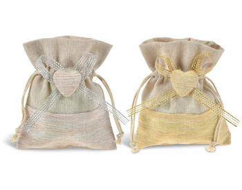 Sáček textilní srdce 10x12cm mix 1ks