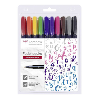 Sada na kaligrafii Fudenosuke BRUSH PEN 10ks