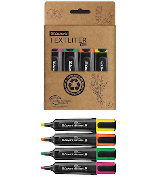Sada plochých zvýrazňovačů Luxor Eco 4ks