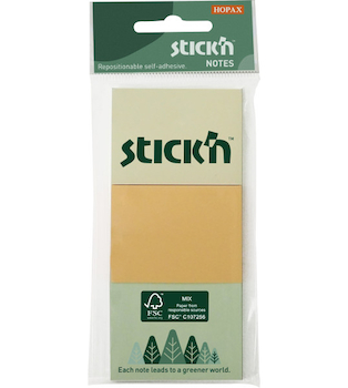 Samolepicí bloček FSC 38x51 mm 3x100ks pastelový mix