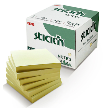 Samolepicí bloček FSC 76x76 mm 6x100ks pastelový žlutý