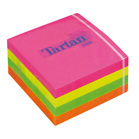 Samolepicí blok Tartan 76x76mm neon 400ks 