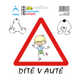 Samolepka Dítě v autě Veselý kluk 15x17 cm