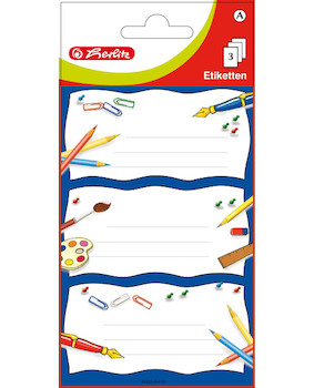 Samolepky etikety na sešity 9ks školní potřeby