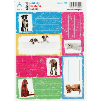 Samolepky etikety na sešity Pes