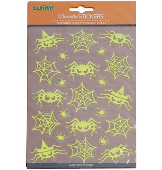Samolepky svítící ve tmě 25x14,4 cm Pavouci Halloween