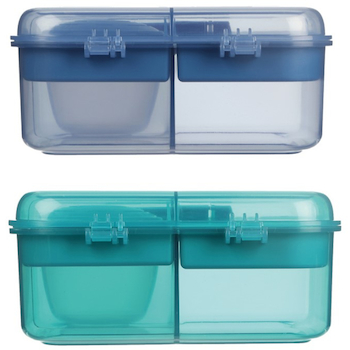 Sistema Dělený svačinový box Ocean Bound Bento Cube s nádobou na jogurt a 2 tácky 1,25 l, mix barev