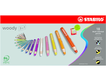 Stabilo woody 3in1 pastelky 18ks + ořezávátko