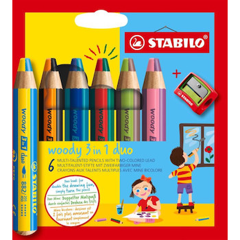 Stabilo woody 3in1 pastelky Duo 6ks + ořezávátko