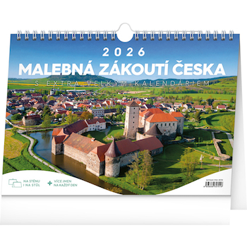 Stolní kalendář Malebná zákoutí Česka s extra velkým kalendáriem 30x21cm