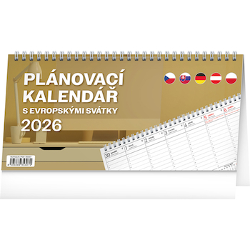 Stolní kalendář Plánovací s evropskými svátky 25×12,5cm
