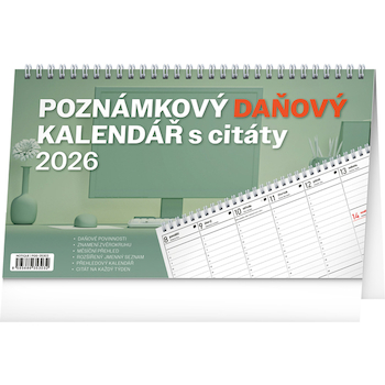 Stolní kalendář Poznámkový daňový s citáty 25×14,5cm