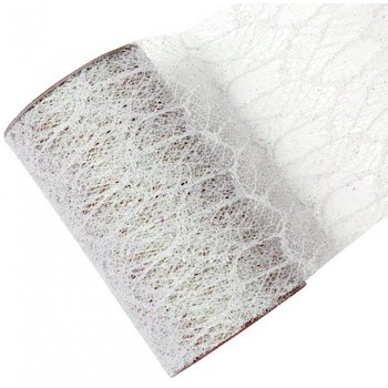 Stuha síťovaná s glitrem 15cm x2,7m bílá