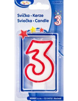 Svíčka číslo &#039;&#039;3&#039;&#039; 75mm