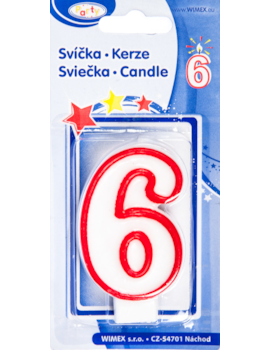 Svíčka číslo &#039;&#039;6&#039;&#039; 75mm