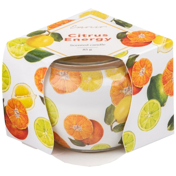 Svíčka sklo 70x62mm vonná Citrus Energy