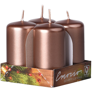 Svíčka válec 40x75mm metal bronzová 4ks