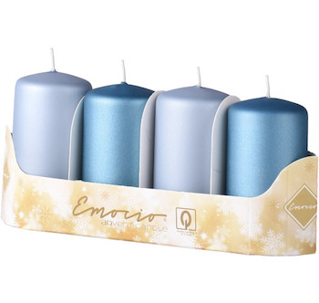 Svíčka válec 40x75mm metal mat modrý 4ks