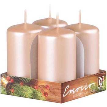 Svíčka válec 40x75mm metalická béžová 4ks