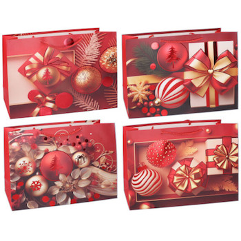 Taška papírová 18x24x10cm S červená mix