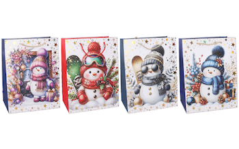 Taška papírová 31x42x12cm sněhulák mix