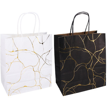 Taška papírová CRAFT s potiskem L 22x27x11cm bílá, černá