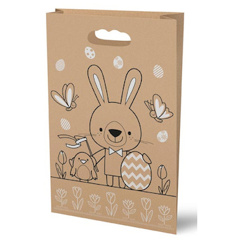 Taška papírová hnědá Zajíc 26x41x11cm