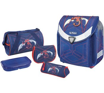 Taška školní anatomická Flexi Drak červený vybavená