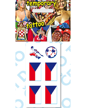 Tetovací obtisky vlajky ČR - 4 malé vlajky