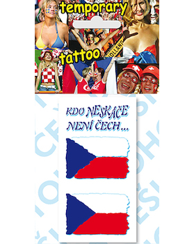 Tetovací obtisky vlajky ČR - Kdo neskáče není Čech
