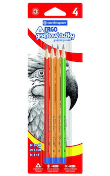 Tužka obyčejná ERGO sada 4ks B,2xHB,H