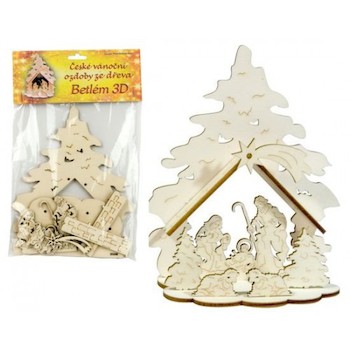 Vánoční betlém dřevěný skládací 20 cm