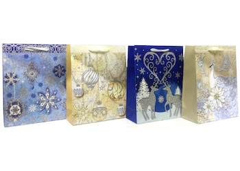 Vánoční dárková taška s glitry 18x8x24cm