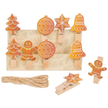 Vánoční dřevěné kolíčky přírodní 10ks