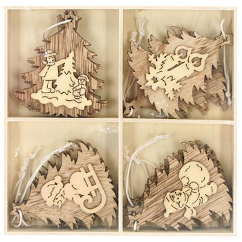 Vánoční ozdoby dřevěné set stromek 12ks