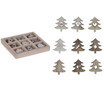 Vánoční ozdoby dřevěné set stromek 36ks