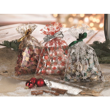 Vánoční sáček celofan 18x50 cm transparent Hvězdy