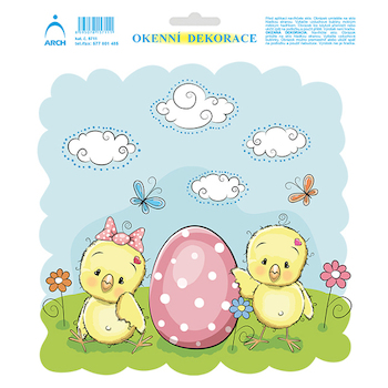 Velikonoční okenní folie  Kuřátko s vajíčkem 20x23cm