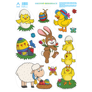 Velikonoční okenní folie Kuřátko ve skořápce 33x24cm