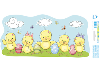 Velikonoční okenní folie  Veselá kuřátka 35x16cm