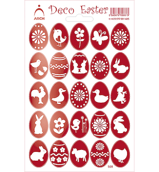 Velikonoční samolepky holografické červené 12x18cm